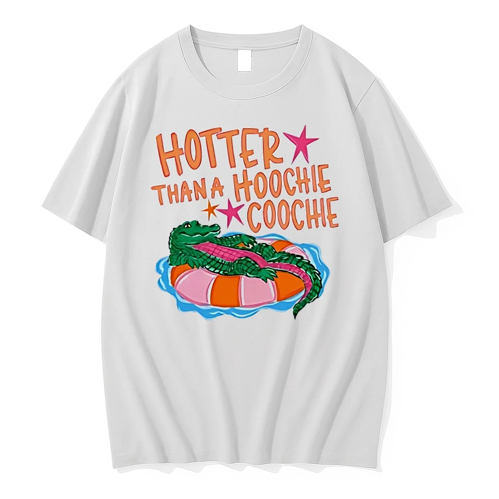 Summer Vibes Alligator Floating Hotter Than A Hoochie Coochie White Shirts