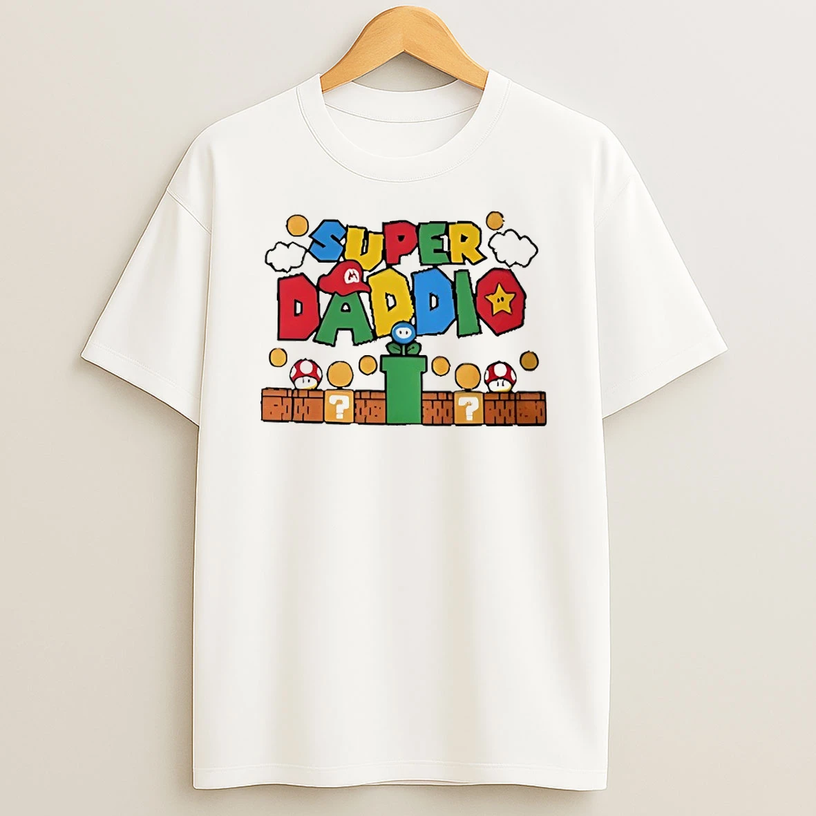Super Mario Super Daddio Parody Fathers Day Shirts