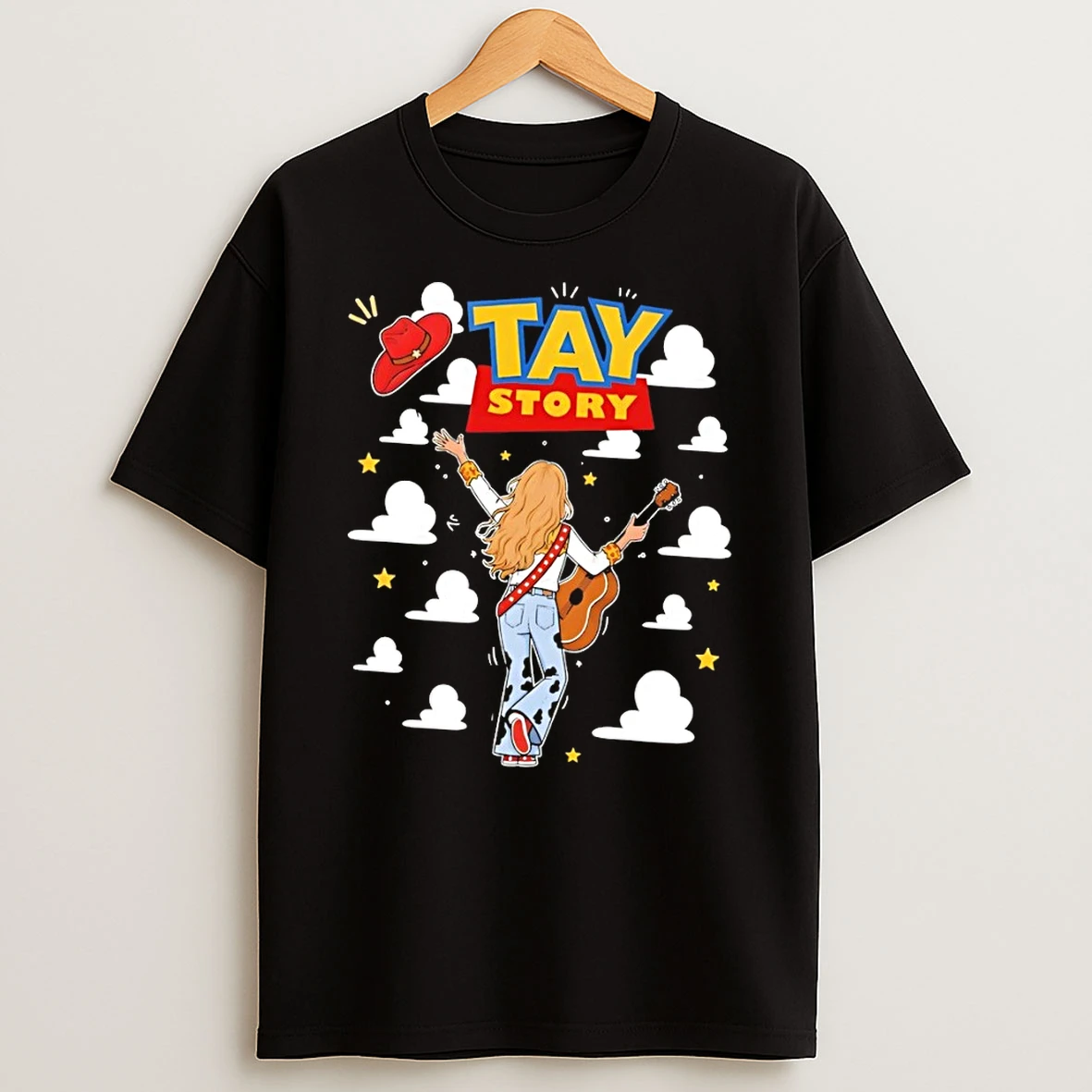 Taylor Ts Cowgirl Guitarist Tay Story Clouds Stars Western Country Music Shirts