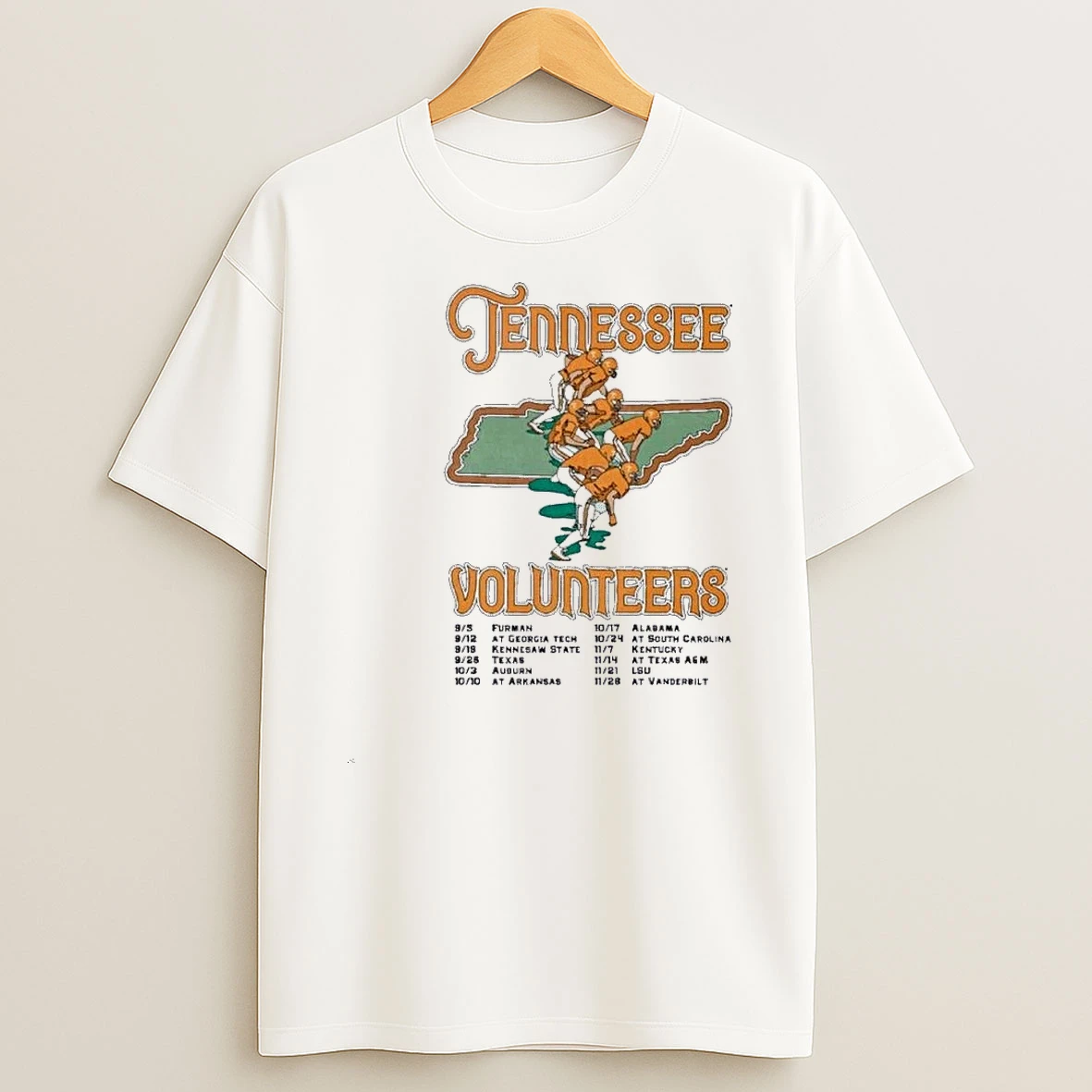 Tennessee Volunteers Football Line Of Scrimmage Schedule Shirts