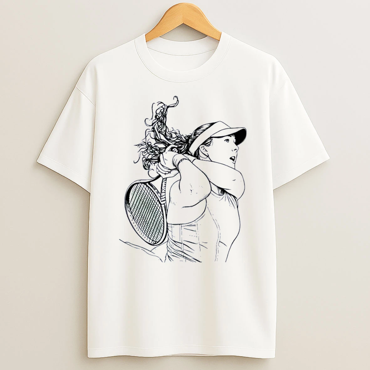 Tennis Player Backhand Swing Wilson White Shirts