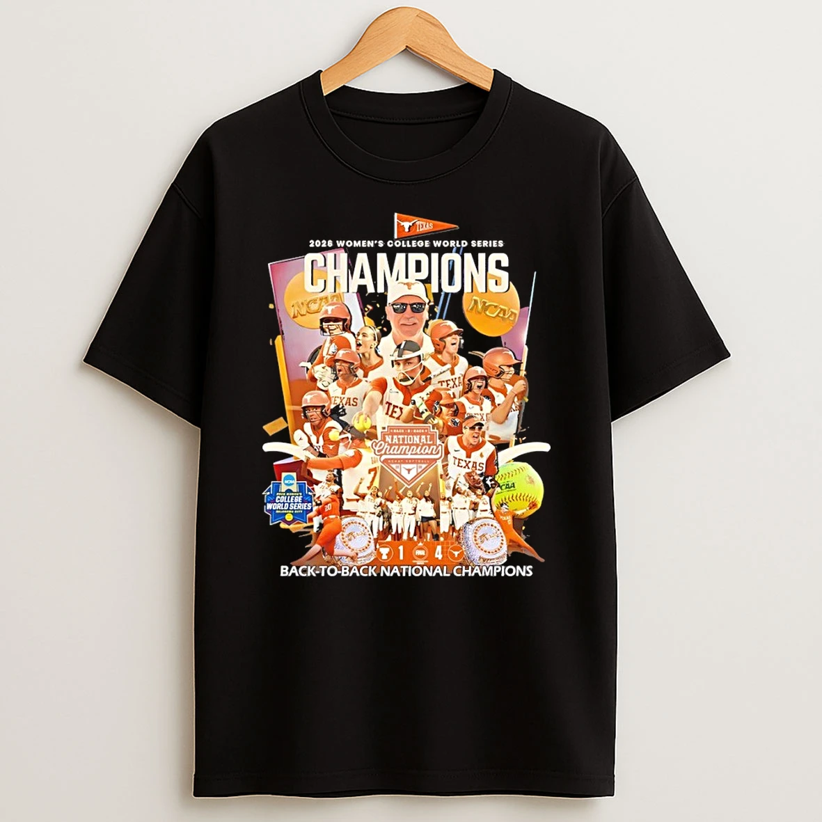 Texas Longhorns 2026 Womens College Series Back To Back National Champions Shirts