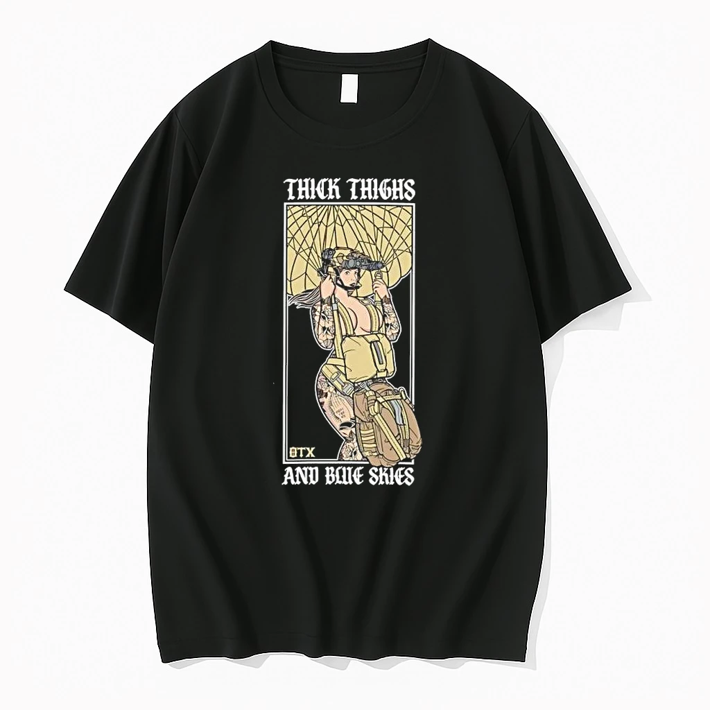 Thick Thighs And Blue Skies Paratrooper Woman Soldier Tactical Army Shirts