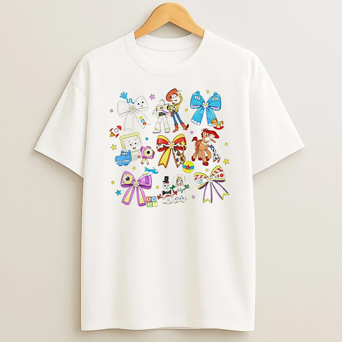Toy Story Characters And Bows Including Woody Buzz Jessie Forky Andy Shirts