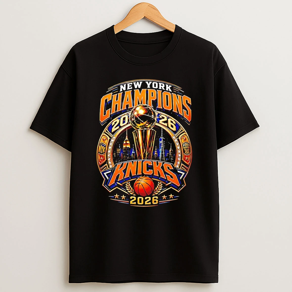 Trophy New York Knicks Basketball 2026 Nba Champions City Skyline Shirts