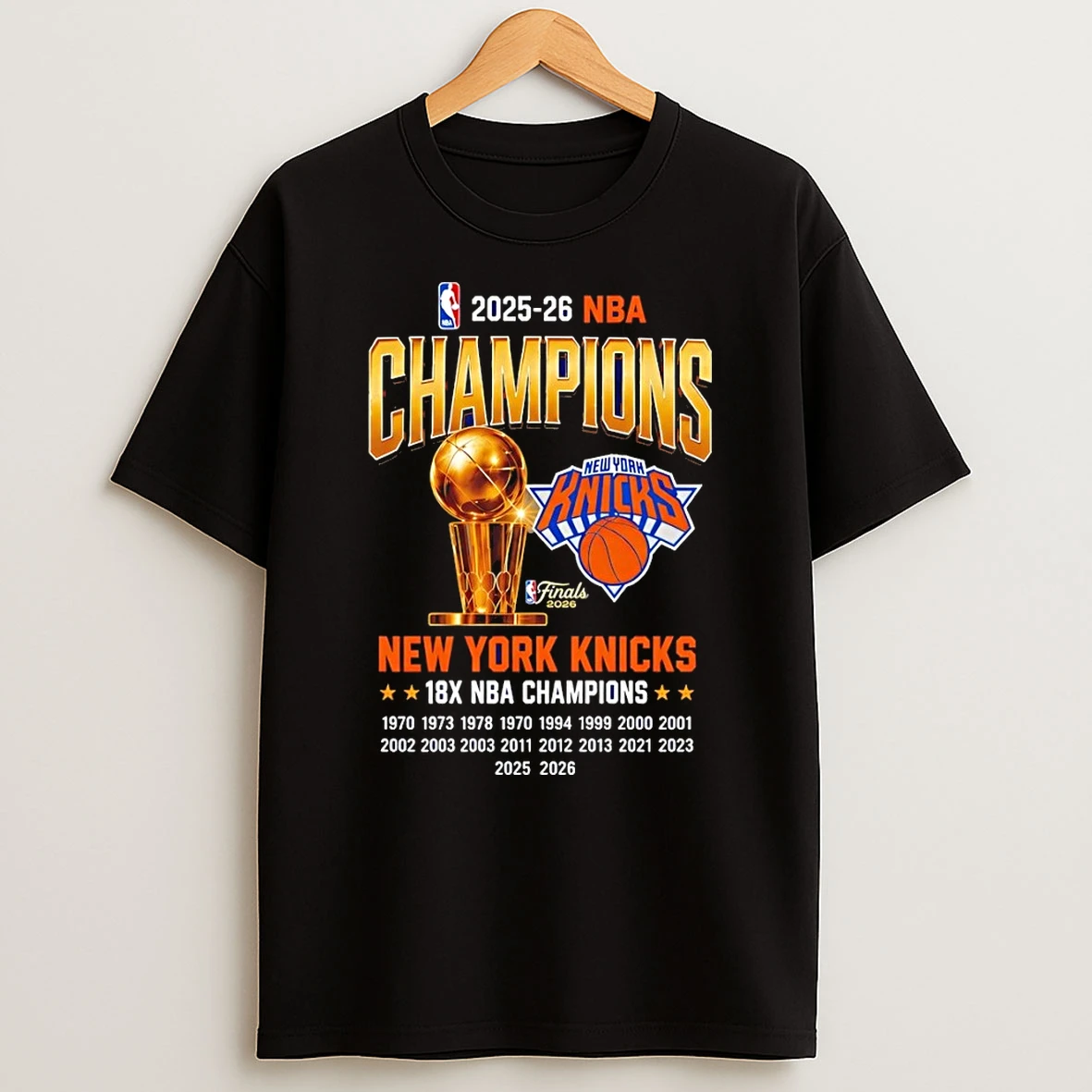 Trophy New York Knicks Basketball Champions 2026 18x Finals Shirts