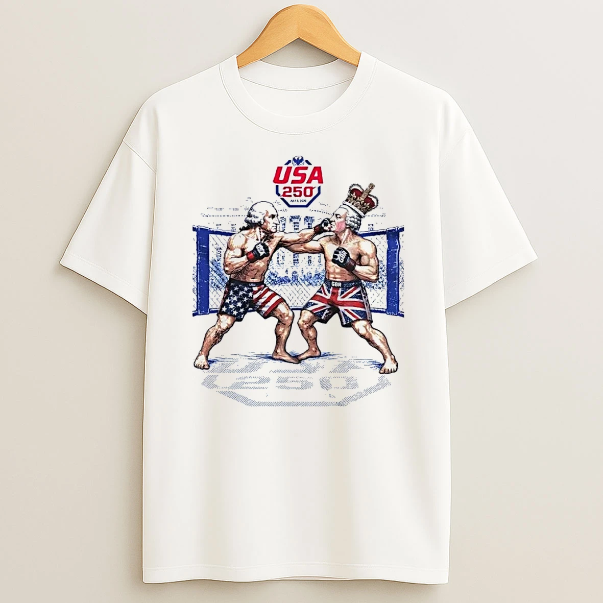 Usa 250 July 4 2026 George Washington Fighting King George White Shirts