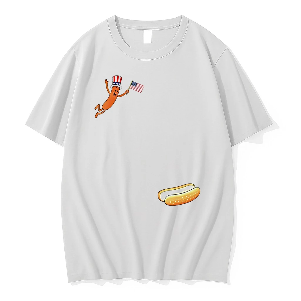 Uncle Sam Hot Dog Jumping Into Bun Usa 4th Of July 2026 Shirts