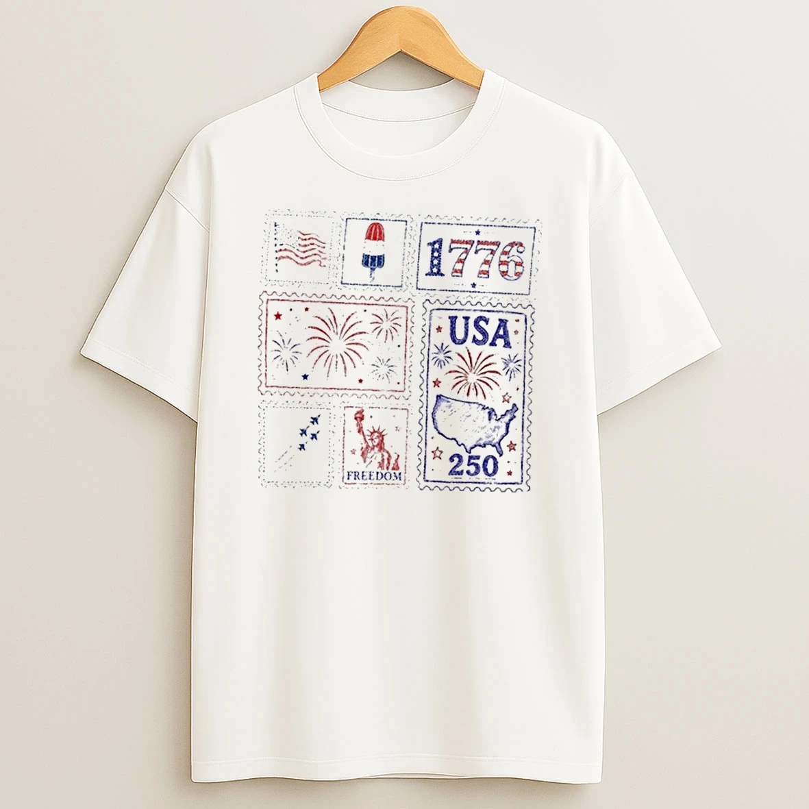 United States Flag Ice Pop 1776 Fireworks Jet Statue Freedom Map 250 Usa Shirts
