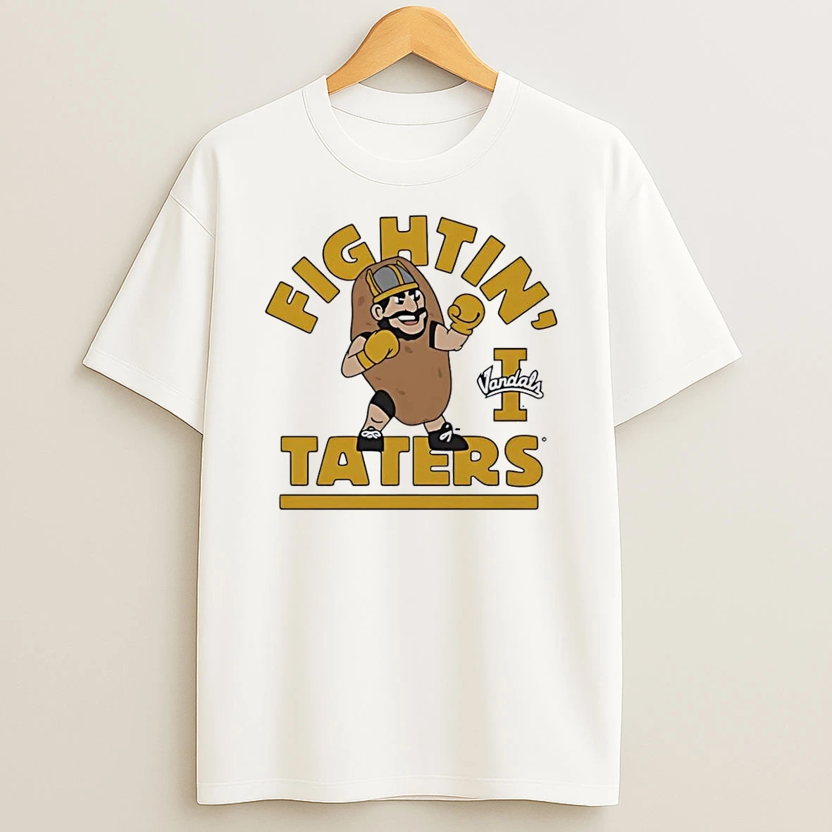 Vandals Apparel Fightin Taters Boxing Mascot Vandals White Shirts