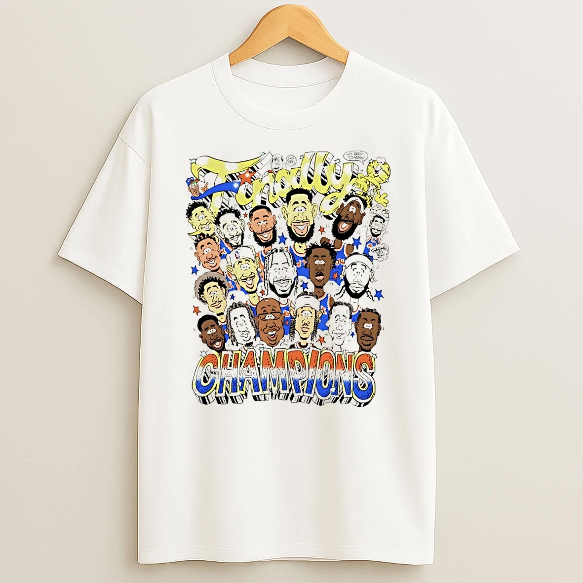Victor Wembanyama Jalen Brunson Karl Anthony Towns New York Knicks Champions 2026 Caricature Finally Champions Shir