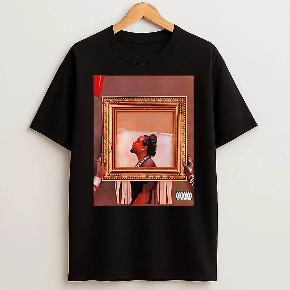 Wale Album Art Holding Picture Frame Parental Advisory Explicit Content Shirts