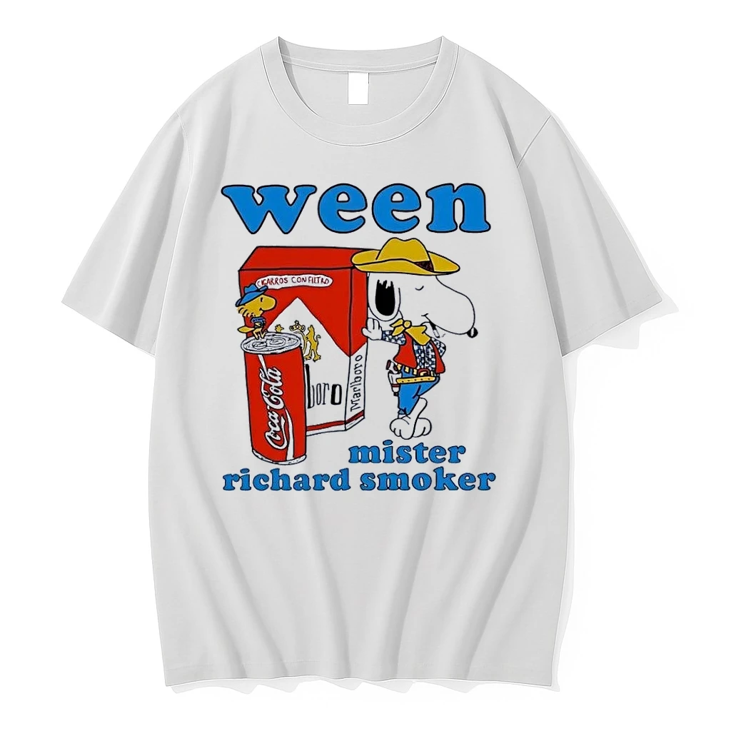 Ween Mister Richard Smoker Snoopy With Coca Cola And Marlboro White Shirts