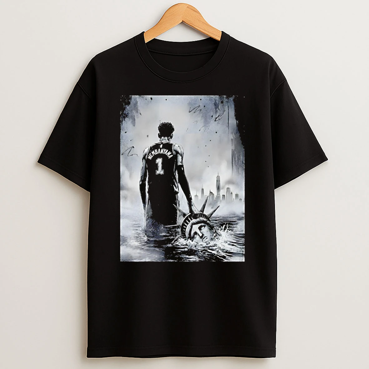 Wemby Holding Statue Of Liberty Head San Antonio Spurs Basketball Player Nba 2026 Shirts