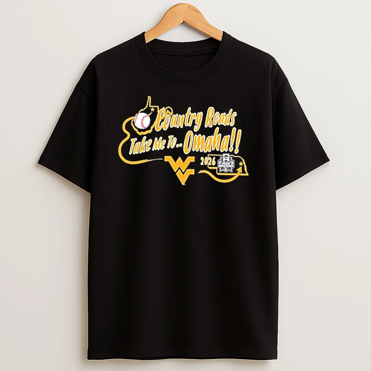 West Virginia Mountaineers Country Roads Take Me To Omaha 2026 Cws Shirts