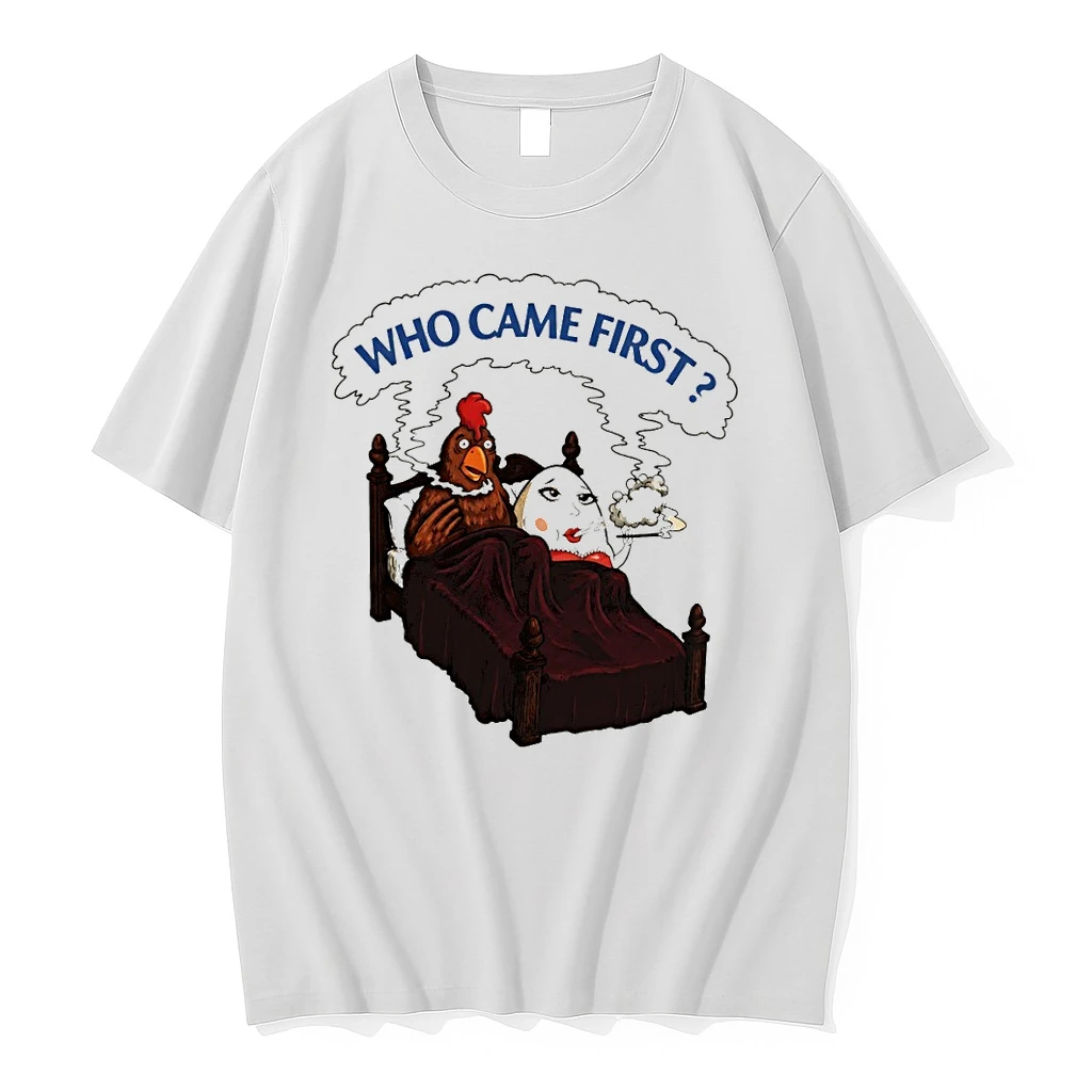 Who Came First Chicken Vs Egg Smoking Funny Adult Meme Shirts