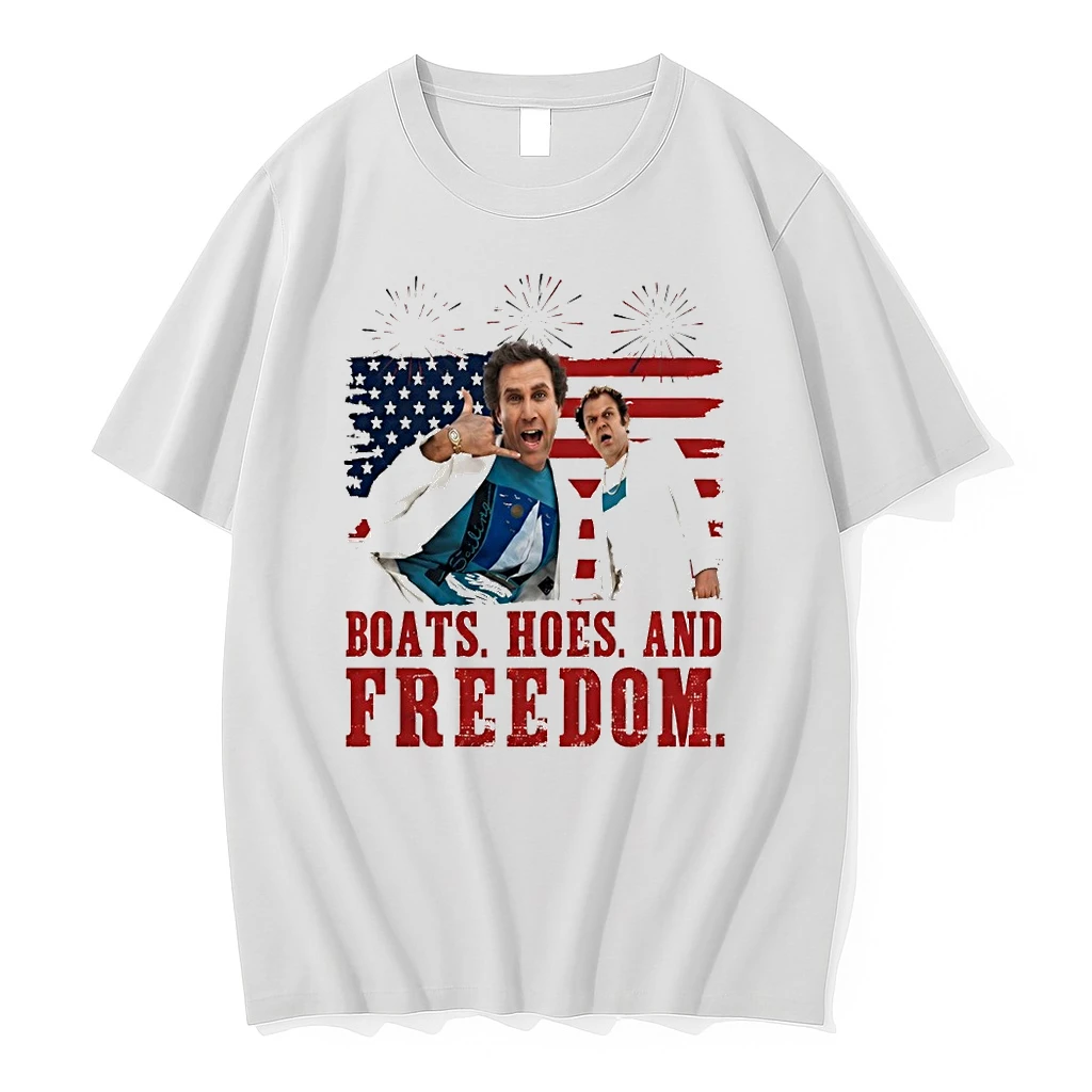 Will Ferrell Step Brothers Boats Hoes And Freedom 4th Of July American Flag Shirts