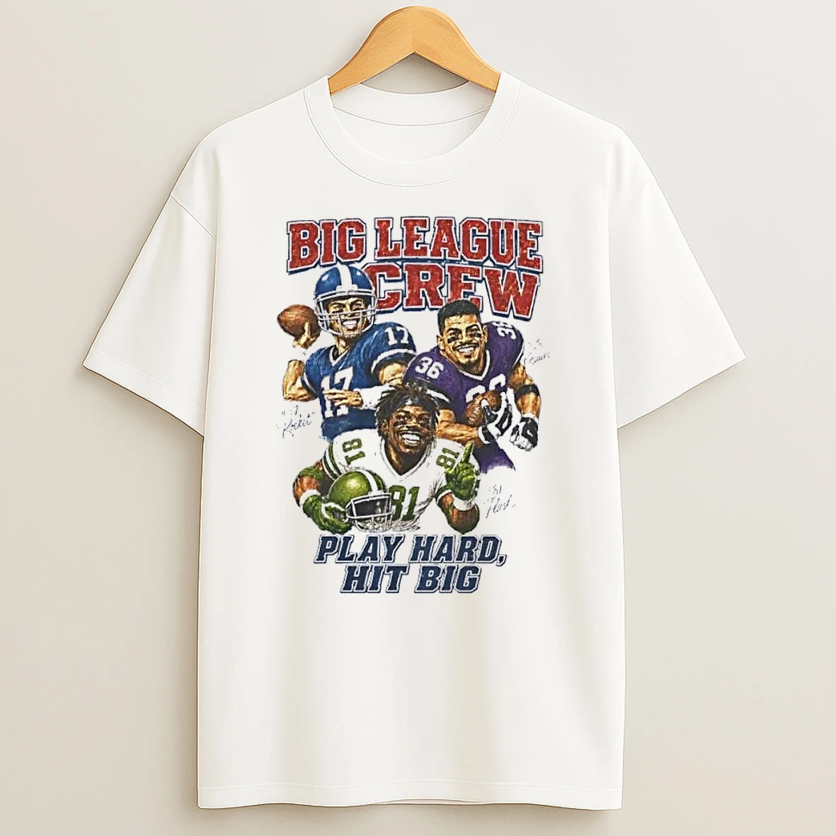 17 Rocket 36 Bruiser 81 Flash Football Players Scoring Big League Crew White Shirts