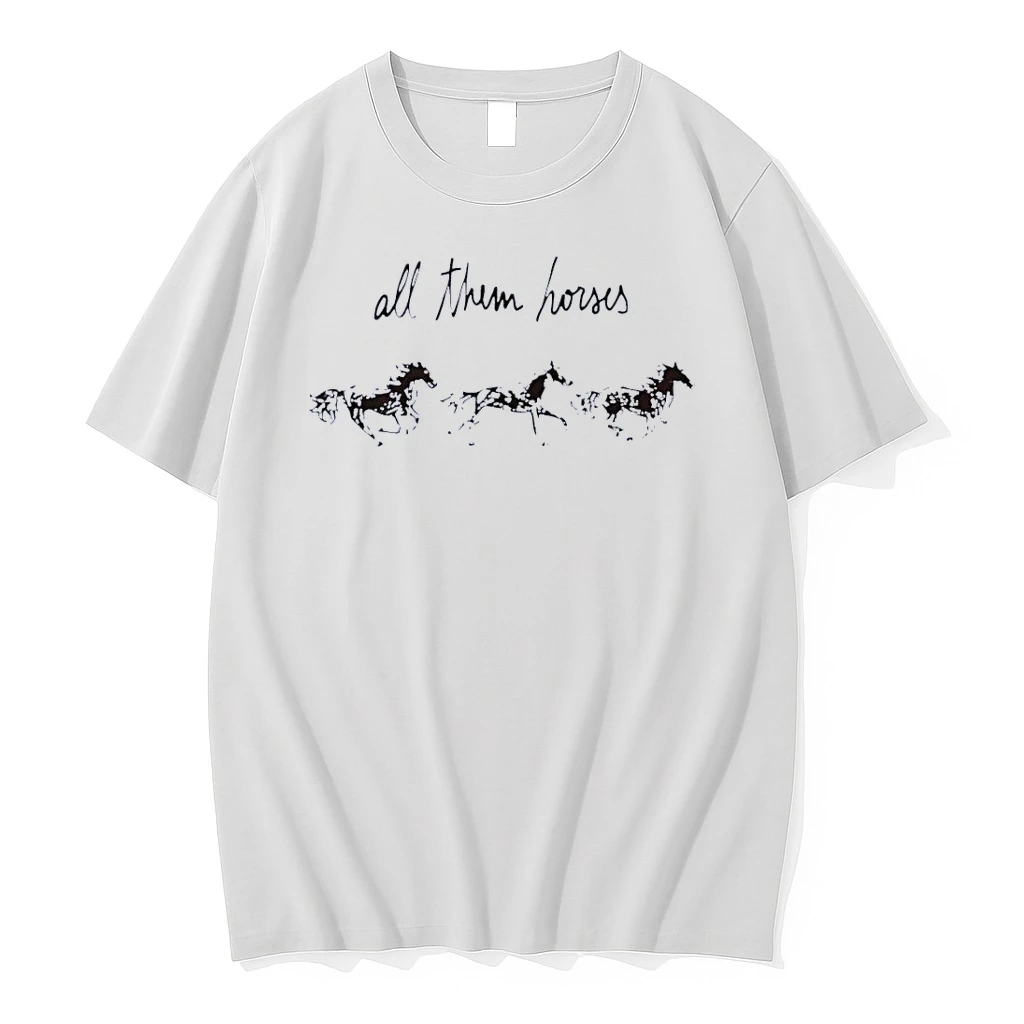 All Them Horses Running Design White Shirts
