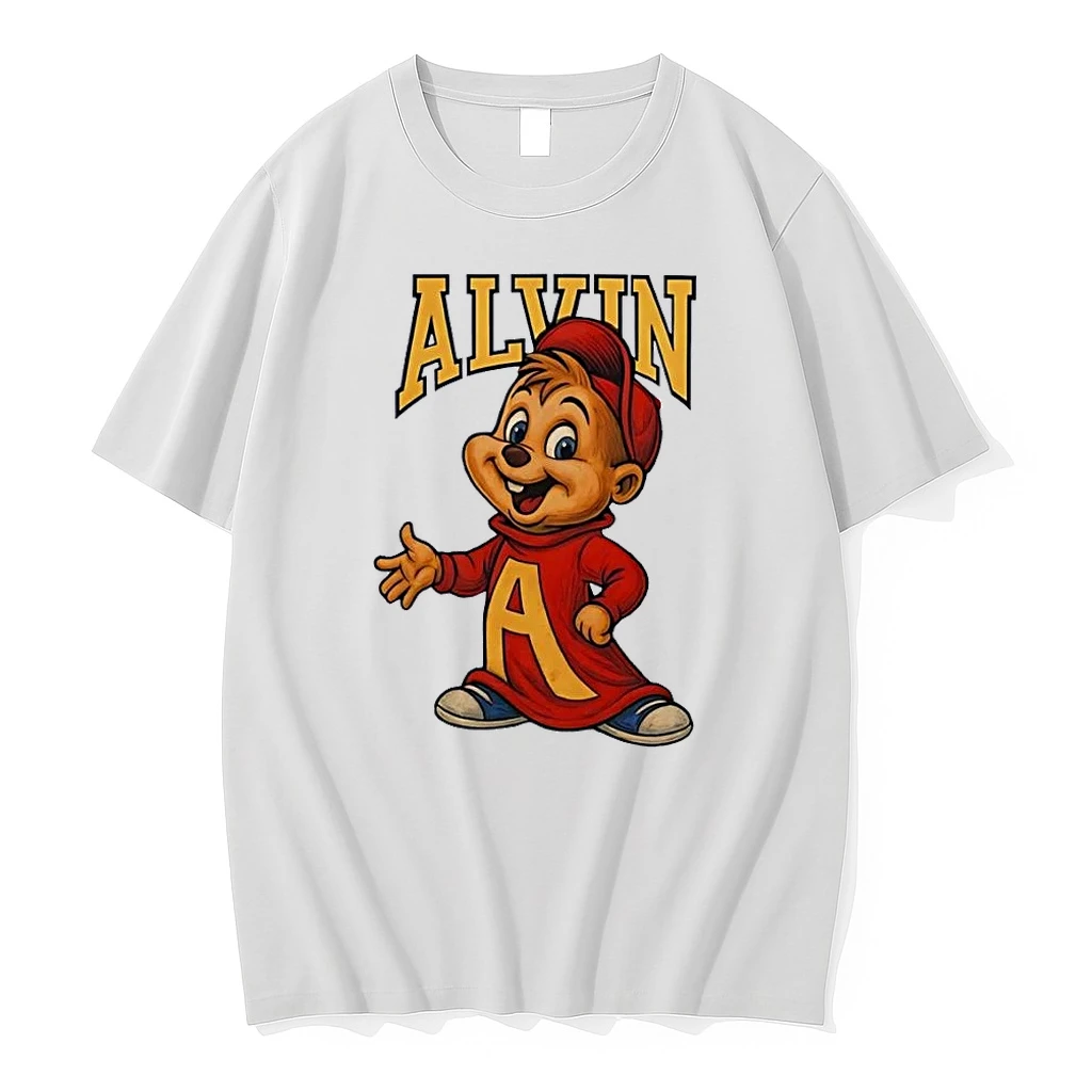 Alvin And The Chipmunks Alvin Presents Standing Character A Logo White Shirts