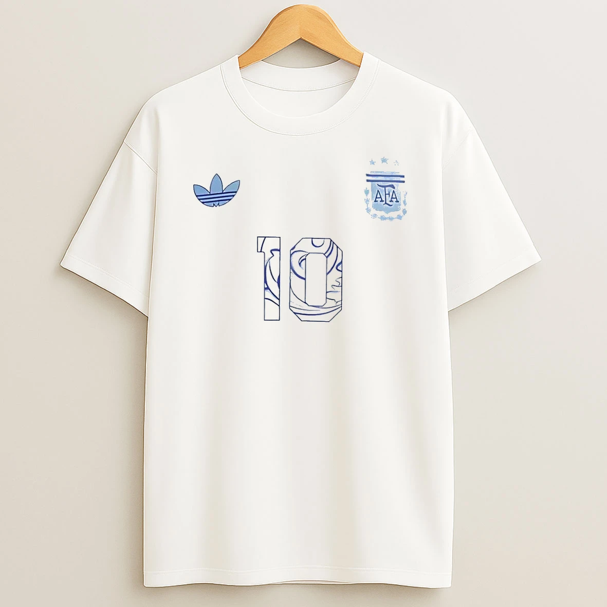 Argentina Afa 10 Trefoil Logo Jersey Argentina White Shirts