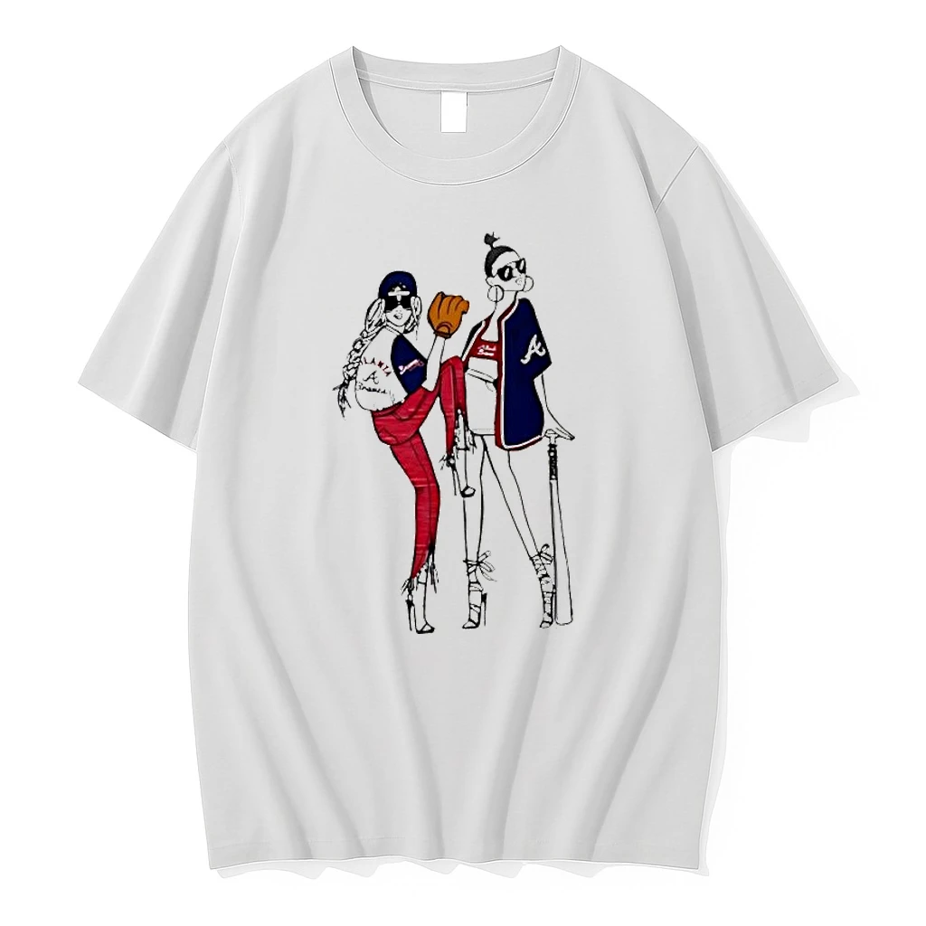 Atlanta Braves Illustration Two Women With Baseball Gear And Bat Shirts