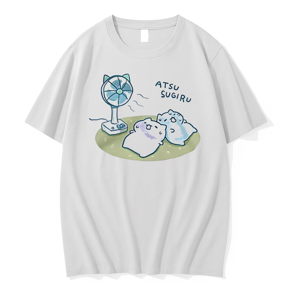 Atsu Sugiru Two Cats Cooling With Fan White Shirts