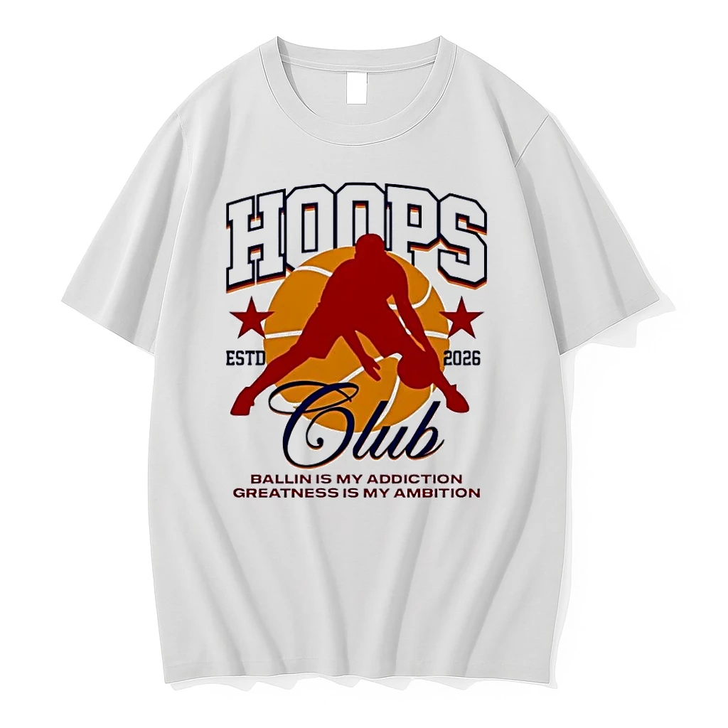 Ballin Is My Addiction Greatness Is My Ambition Hoops Club Estd 2026 White Shirts