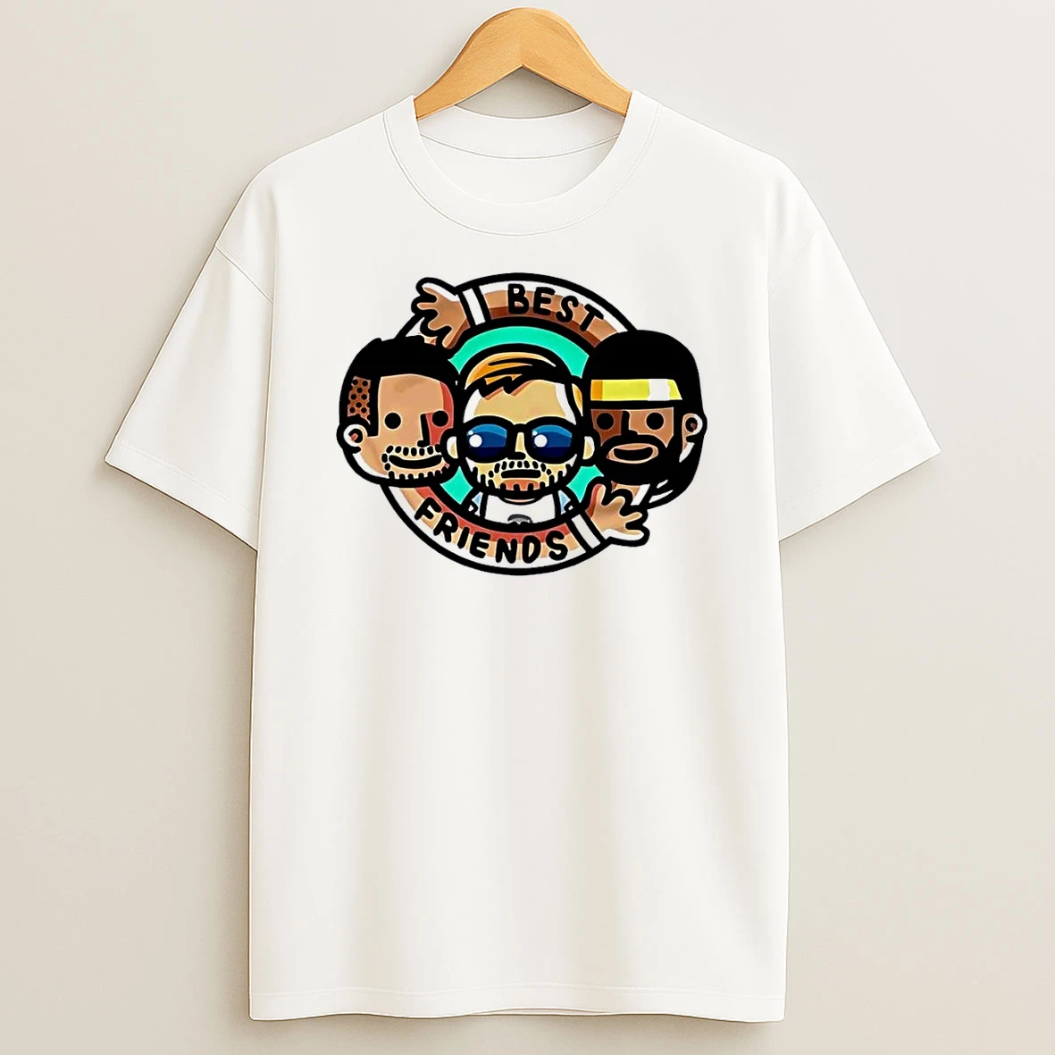 Best Friends Cartoon Trio Mens White Shirts