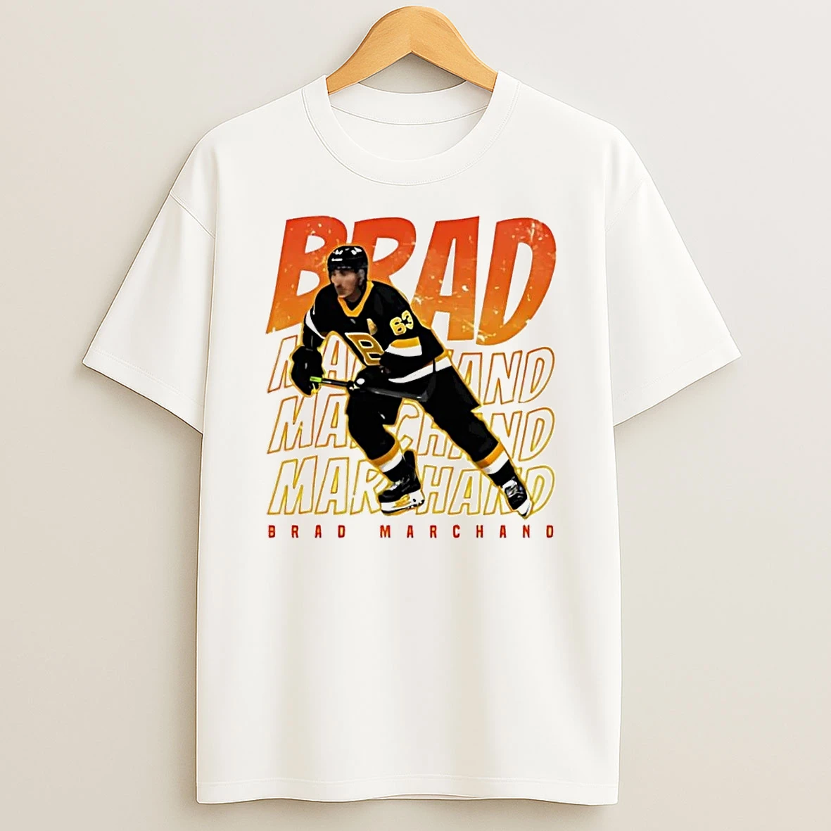 Brad Marchand Skating Boston Bruins White Shirts