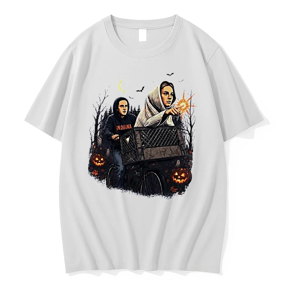 Caitlin Clark Stranger Things Halloween Indiana Bicycle Glow Finger Art White Shirts