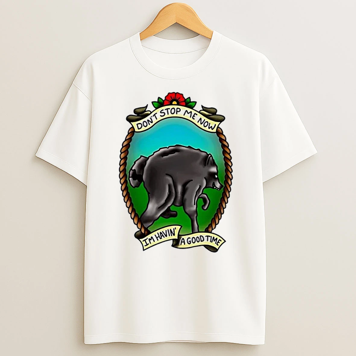 Dancing Wolf Dont Stop Me Now Im Havin A Good Time White Shirts