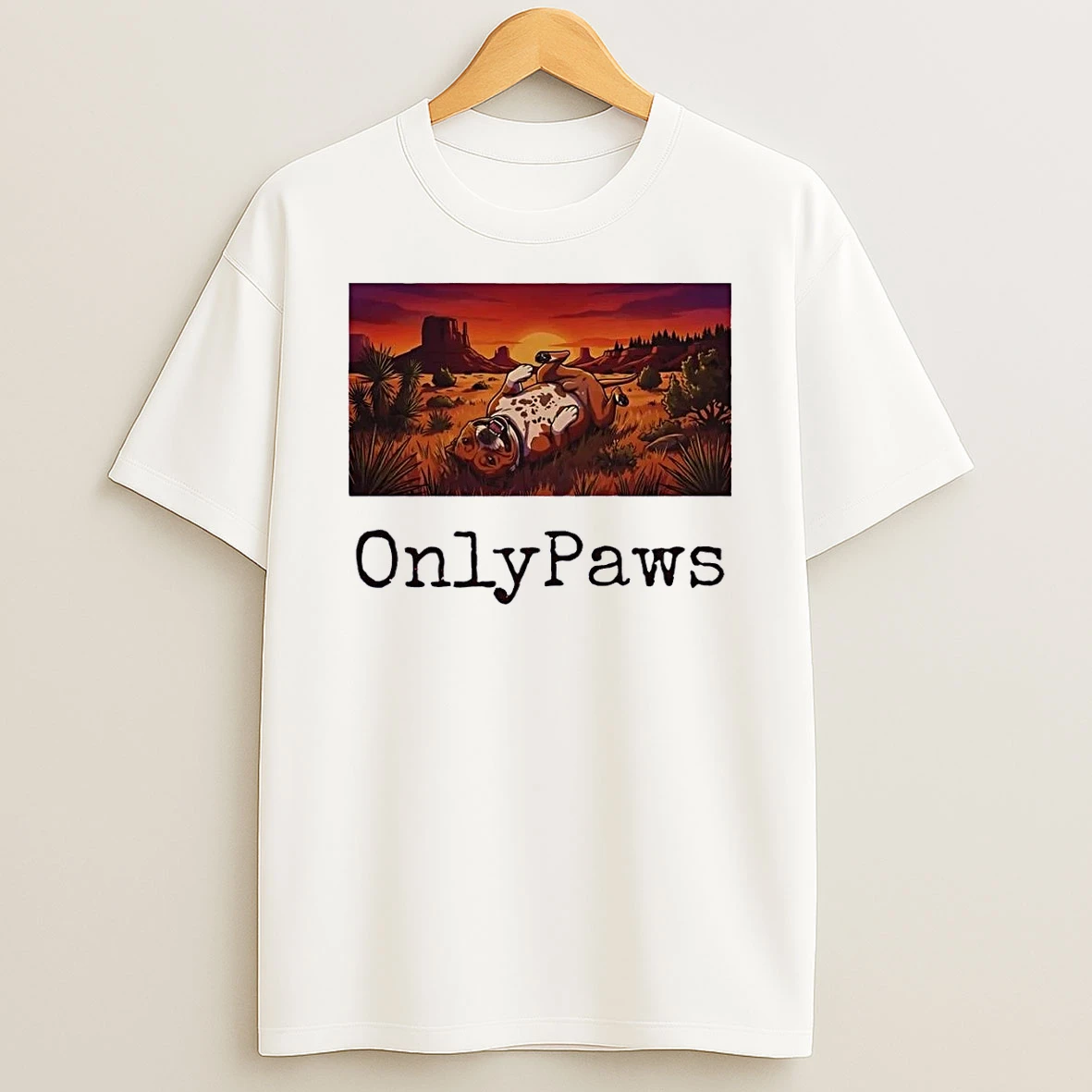 Desert Sunset Playful Pit Bull Onlypaws White Shirts