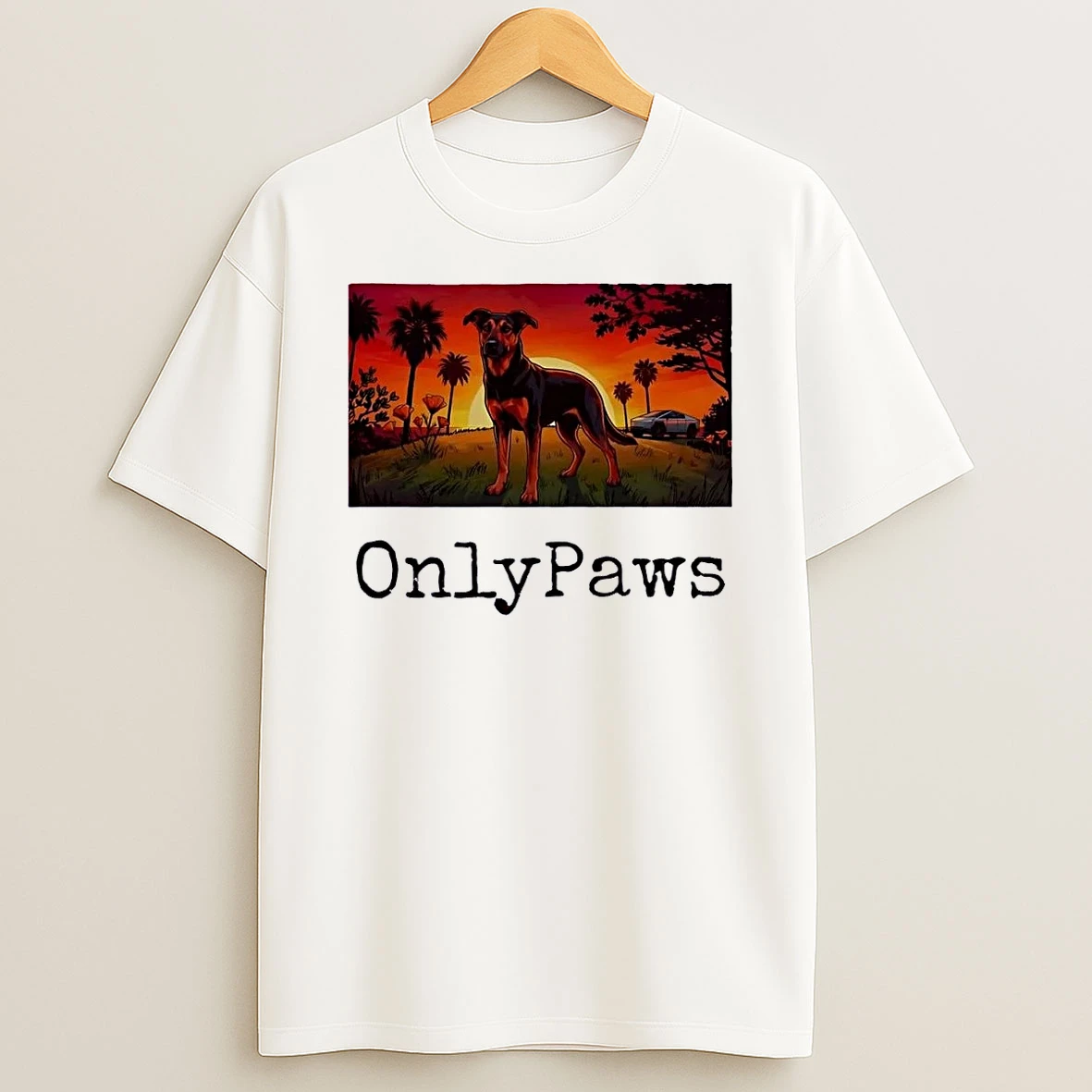 Dog In Sunset Onlypaws White Shirts