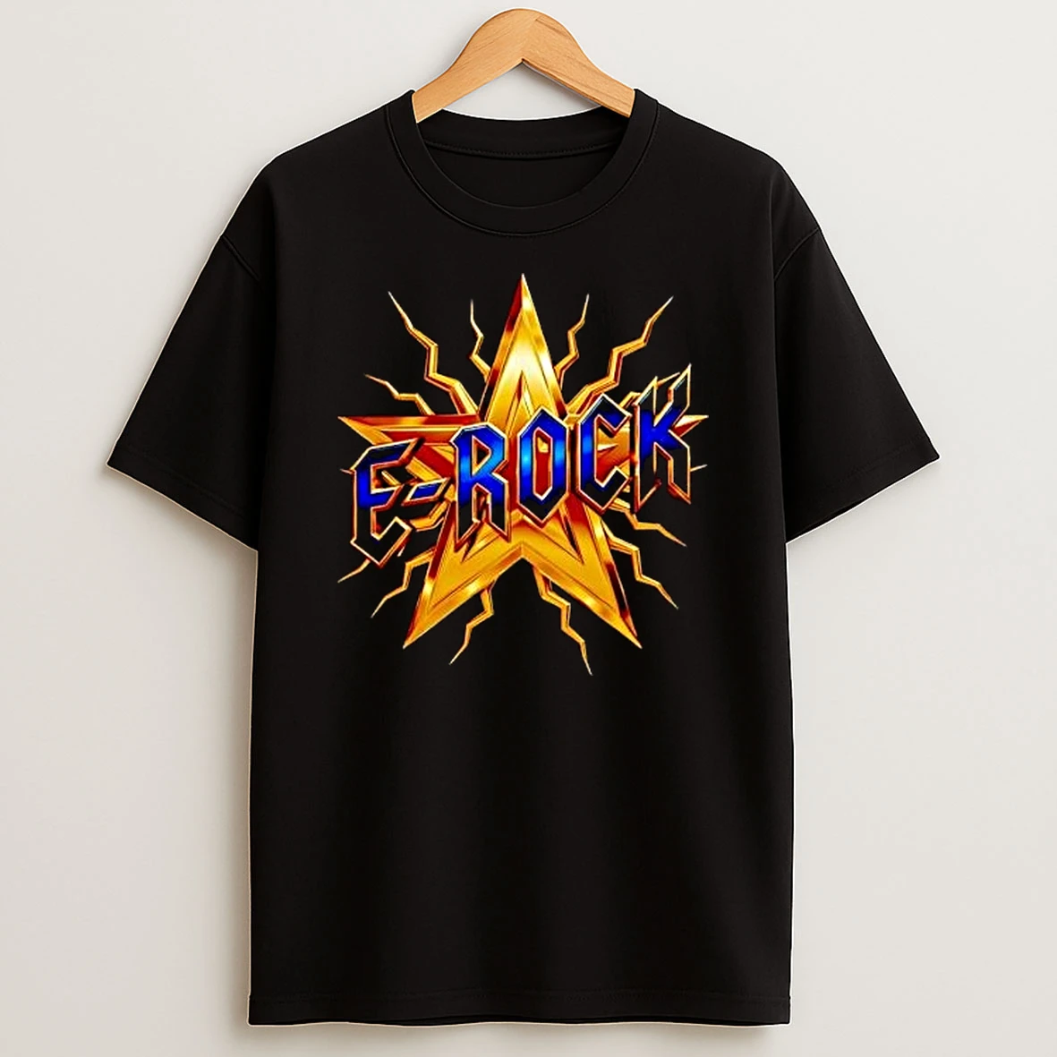 E Rock Gold Star Graphic Shirts