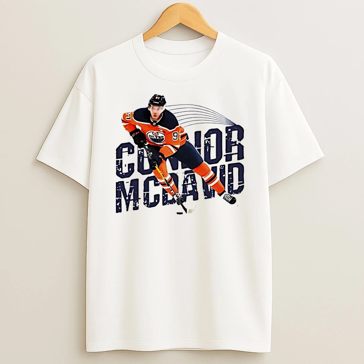 Edmonton Oilers Hockey Icon Connor Mcdavid Textured Word Art White Shirts