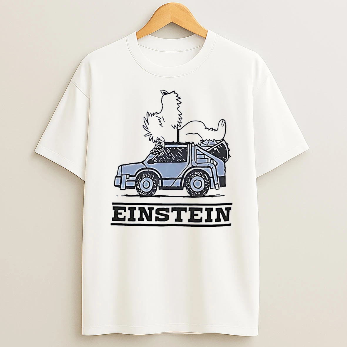 Einstein Dog Riding Delorean Back To The Future White Shirts