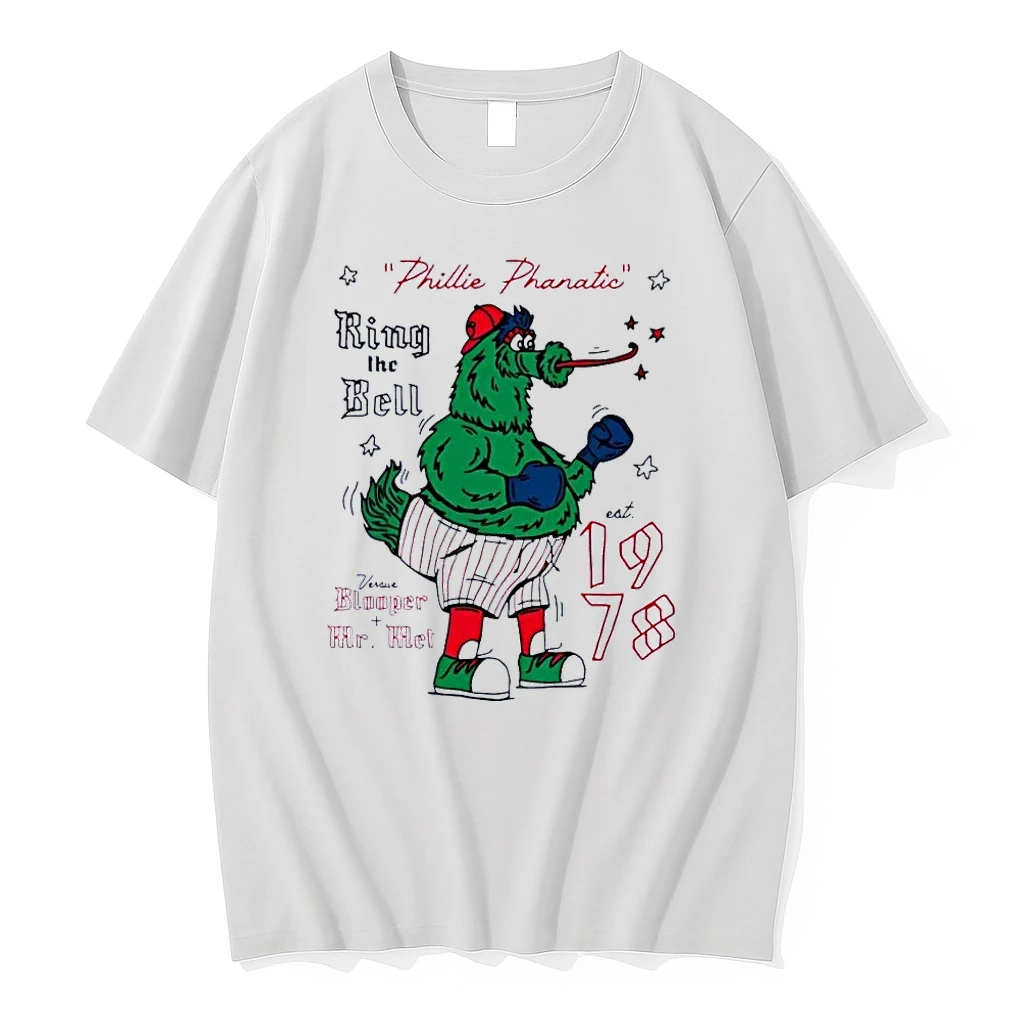 Est 1978 Phillie Phanatic Ring The Bell Versus Blooper Mr Met White Shirts