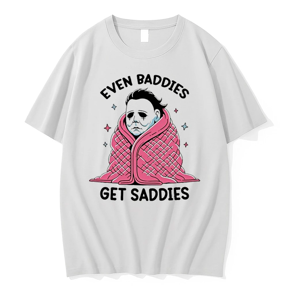 Even Baddies Get Saddies Michael Myers Wrapped In A Pink Blanket Shirts