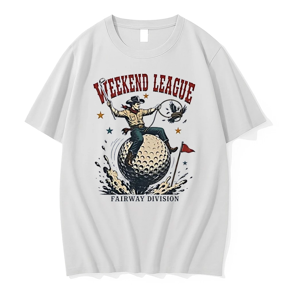 Fairway Division Cowboy Lassoing Bird On Golf Ball Weekend League White Shirts