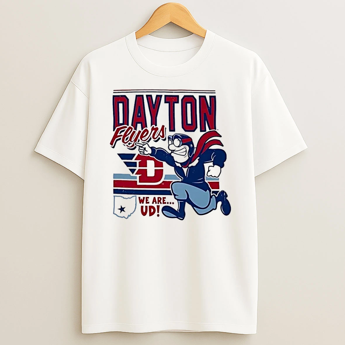 Flyers Dayton Mascot Rushing Forward We Are Ud White Shirts