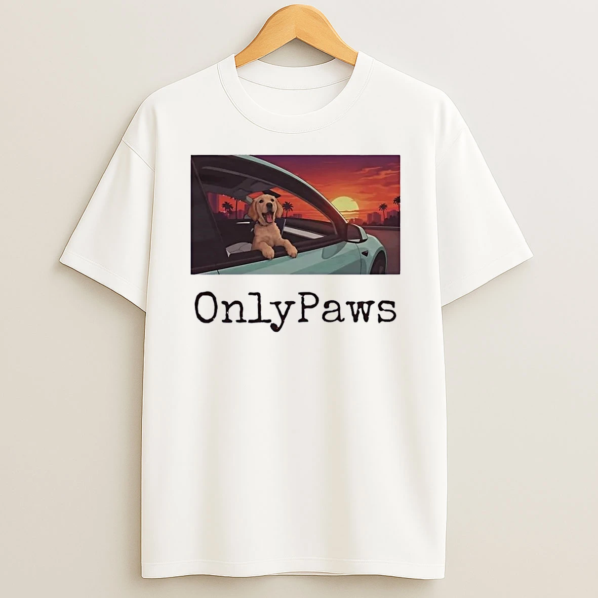 Golden Retriever Riding In A Car Onlypaws White Shirts