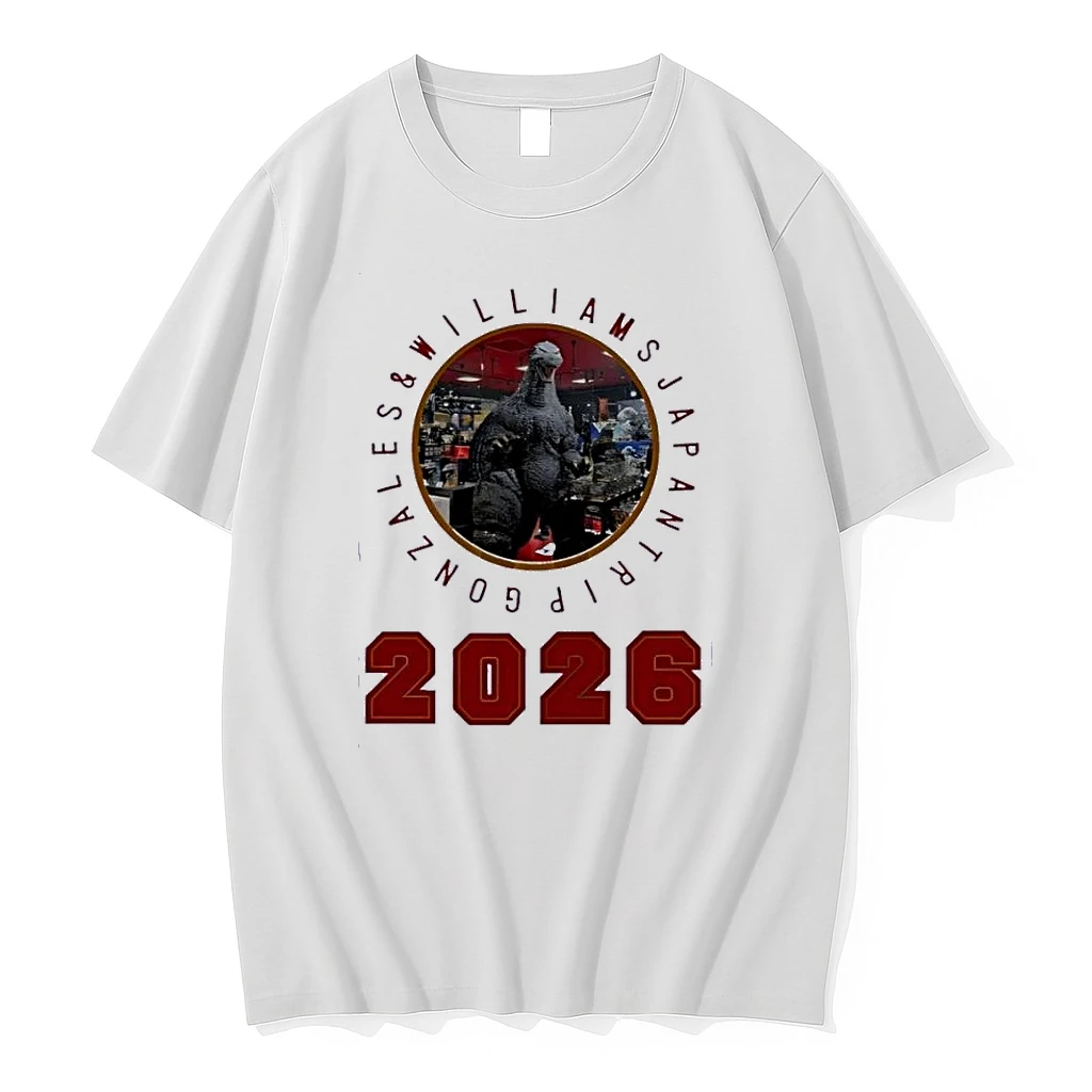 Gonzales Williams Japan Trip 2026 Godzilla Graphic White Shirts