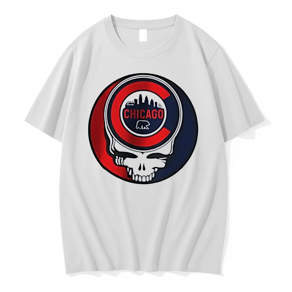 Grateful Dead Chicago Cubs Logo Skyline Bear White Shirts