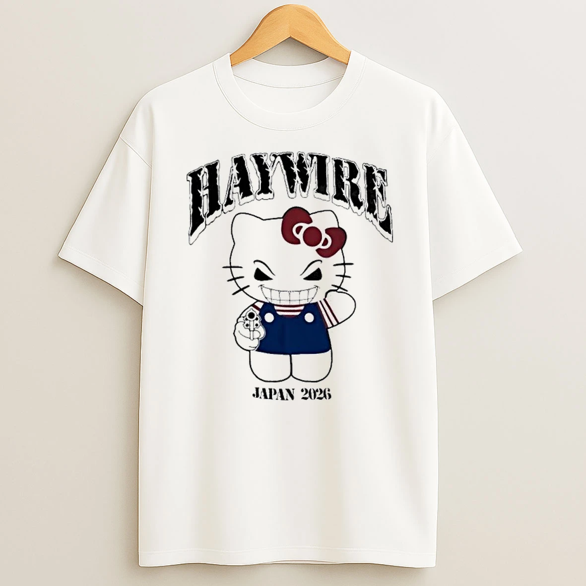 Haywire Hello Kitty Parody Exclusive Event Merch White Graphic Shirts