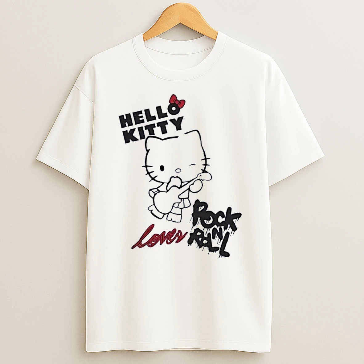 Hello Kitty Rock N Roll Lovers White Shirts