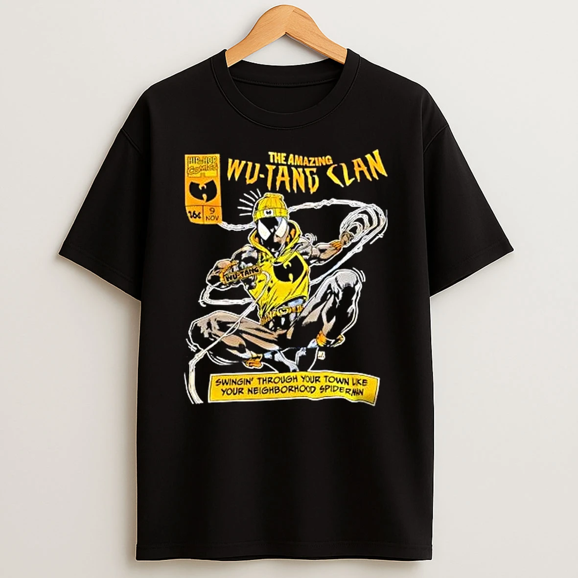 Hip Hop Comics The Amazing Wu Tang Clan Swingin Through Your Town Like Your Neighborhood Spiderman Shirts