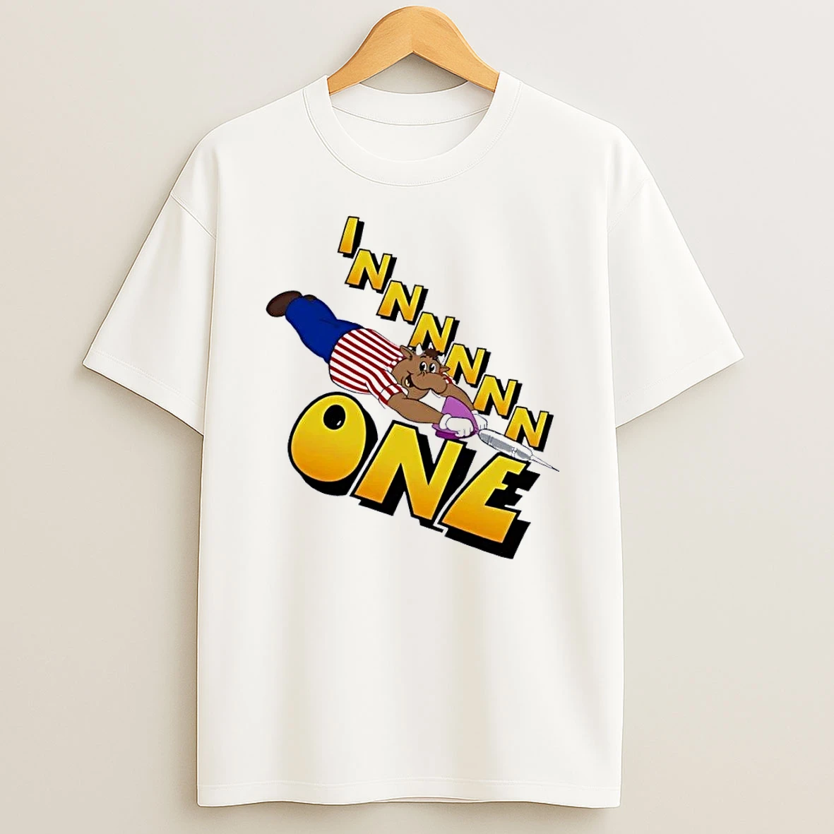 Innnnn One Mascot Flying Darts White Shirts