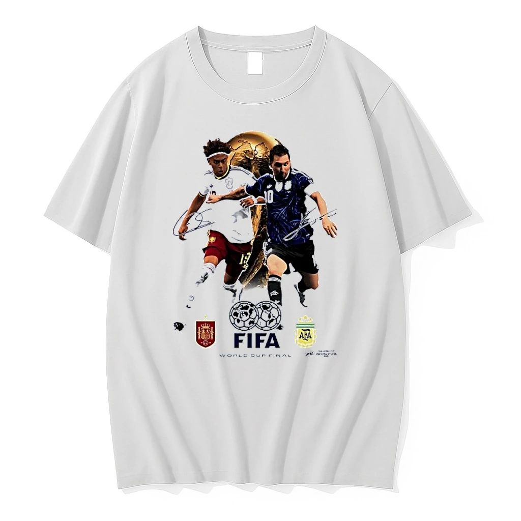 Jee World Cup Final Spain Argentina Soccer Players Competing Fifa White Shirts