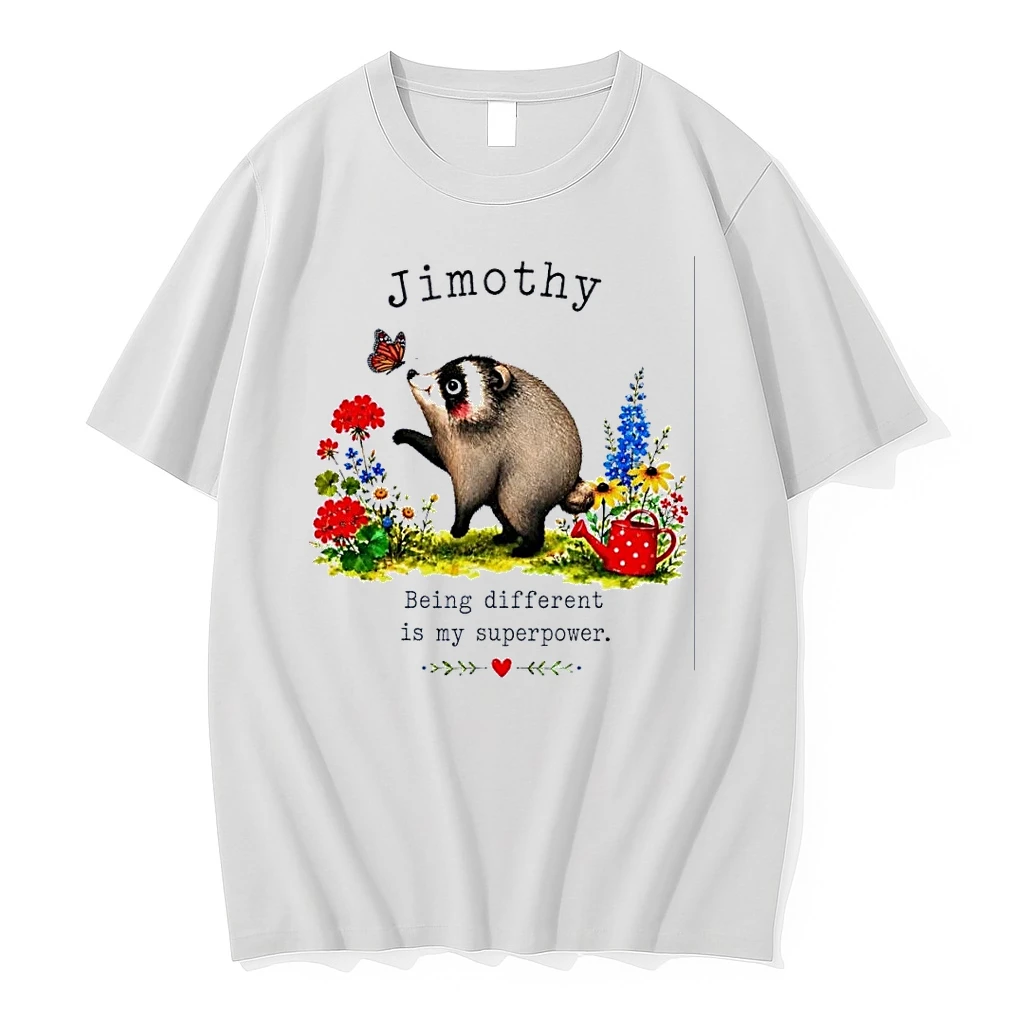 Jimothy The Raccoon Greeting A Butterfly Being Different Is My Superpower White Shirts
